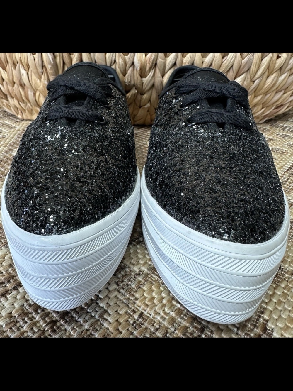 Keds Celebrations Collections Point Toe Black Glitter Platform Sneakers Sz 6.5 - Picture 8 of 13